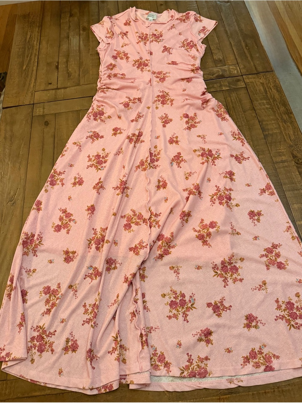 Jason Wu Pink Floral Maxi Dress with Cap Sleeves